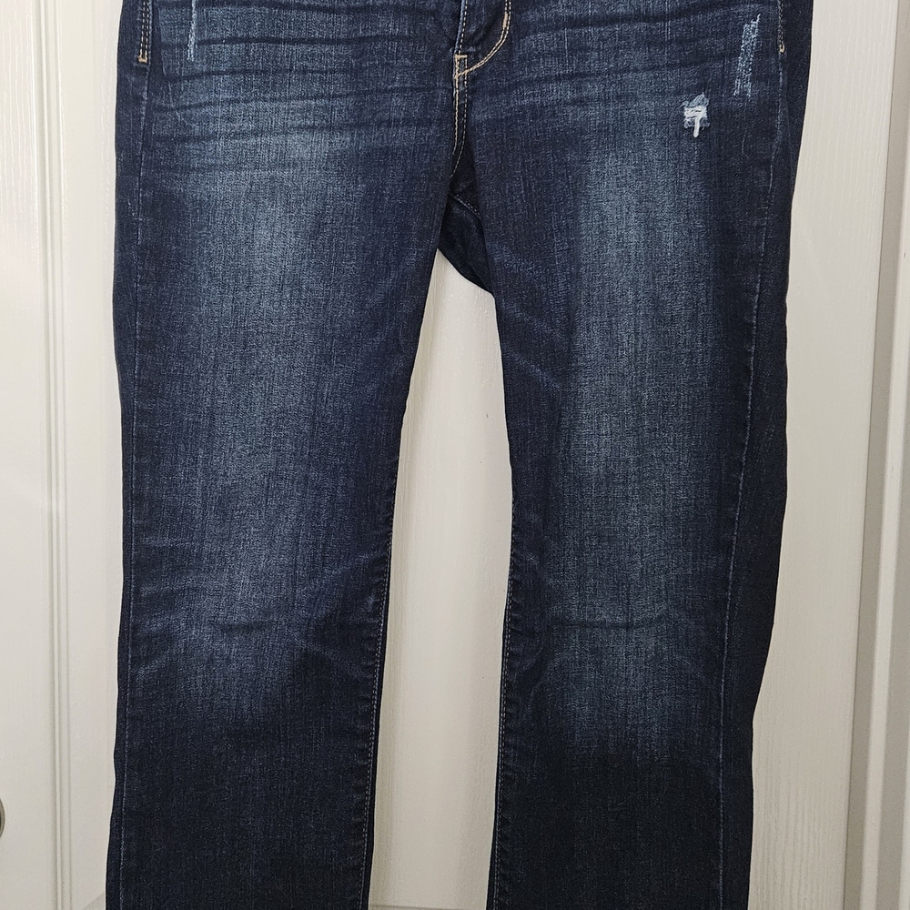 Levis Modern Slim Cuffed Dark Blue Distressed Jeans